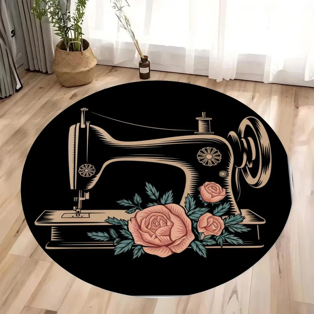 Sewing Machine In Textile - ~O~ Alfombra redonda para máquina de