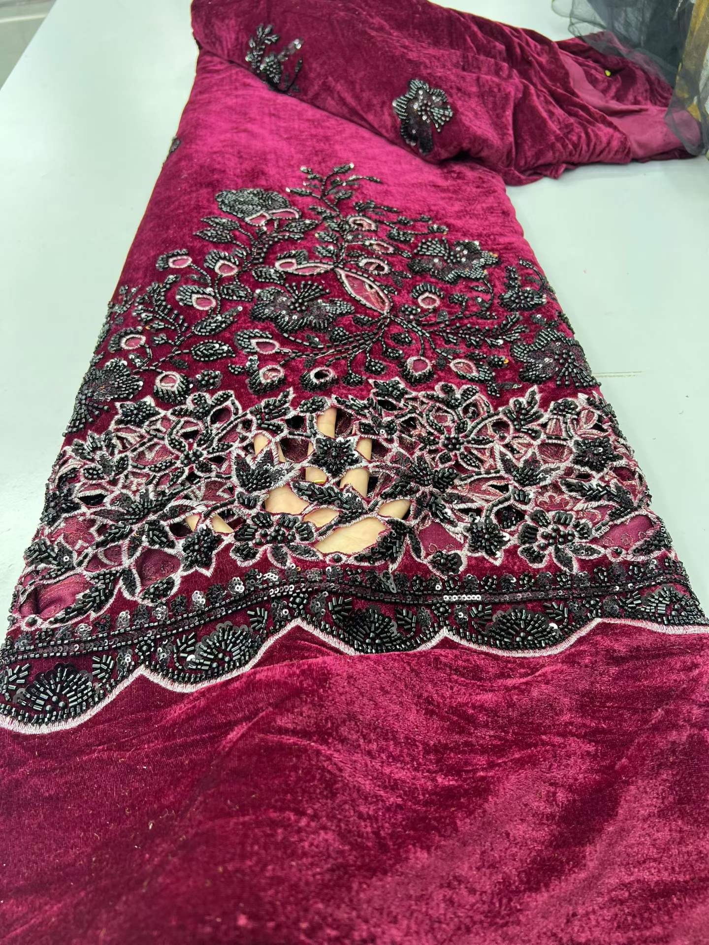 Sewing Velvet Fabric - Tela de encaje de terciopelo nigeriano